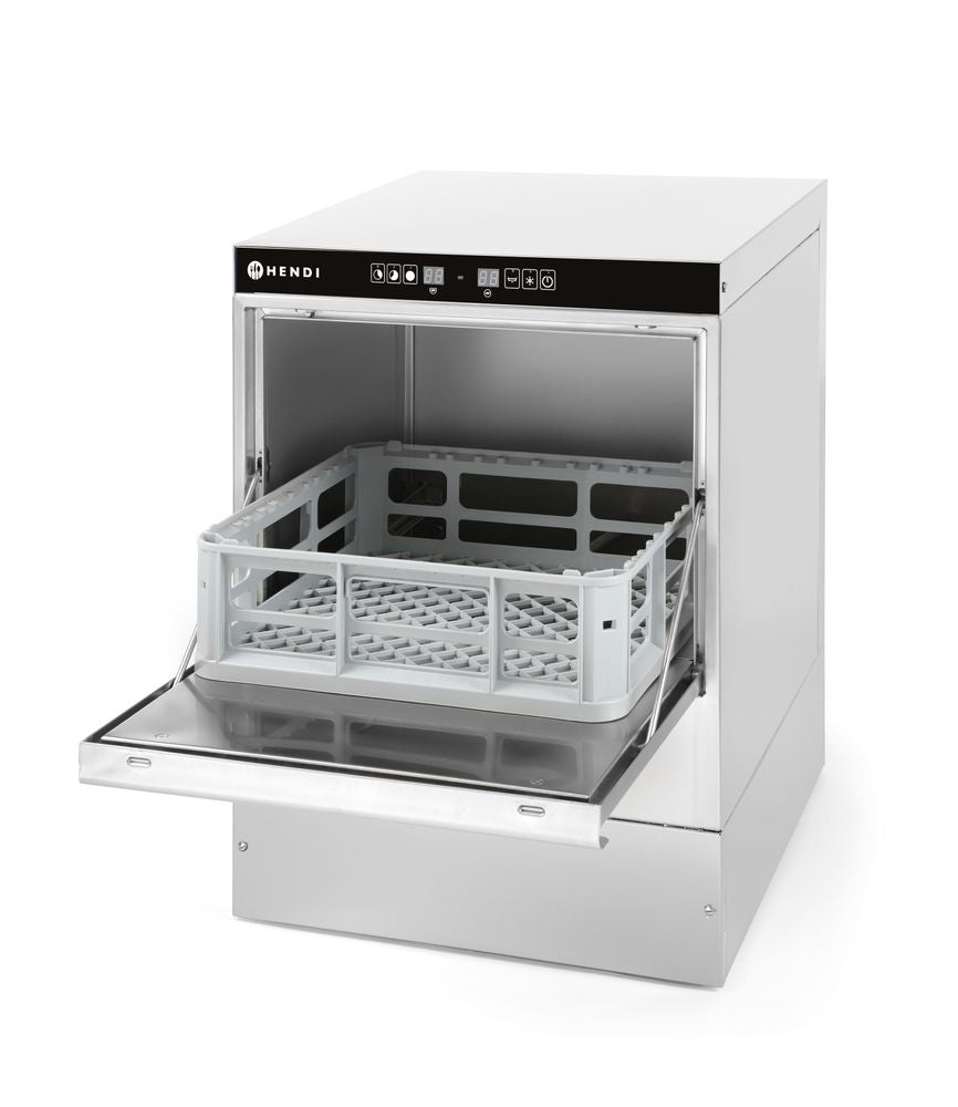 Glazen vaatwasser 40x40, elektronische bediening, HENDI, Budget Line, met reinigingspomp, 230V/2800W, 470x510x(H)710mm