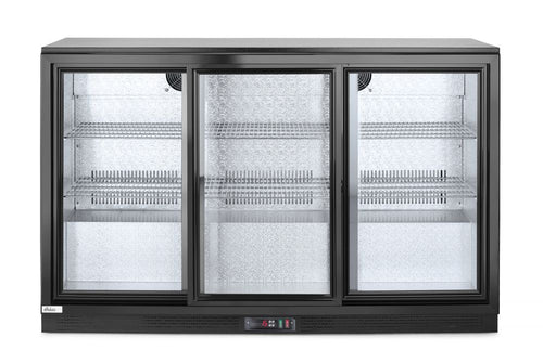 Backbar koelkast met drie schuifdeuren, Arktic, 254L, Zwart, 230V/160W, 1350x520x(H)865mm