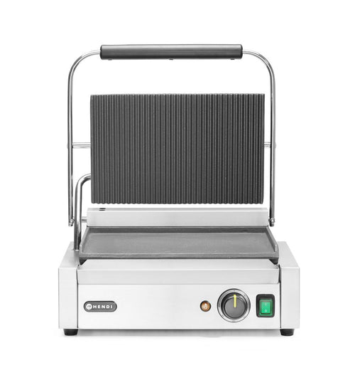 Contactgrill Panini, HENDI, boven geribd, onder glad, 230V/2200W, 430x375x(H)216mm