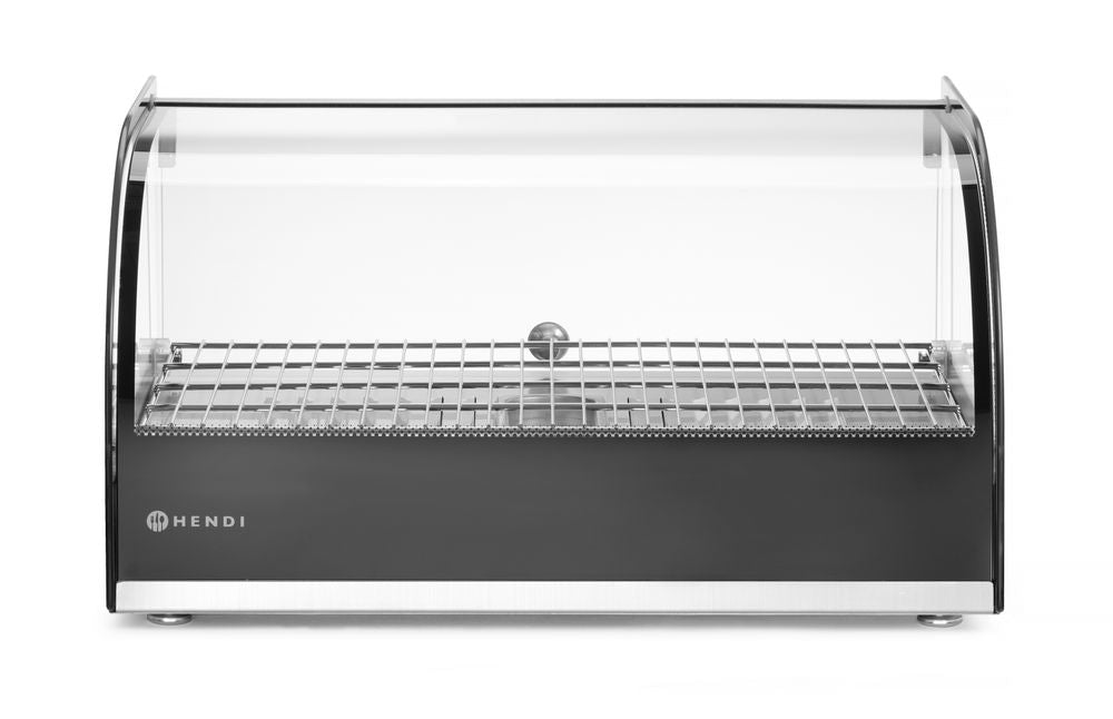 Opzet warmhoudvitrine, HENDI, enkel niveau, Zwart, 230V/800W, 554x376x(H)311mm
