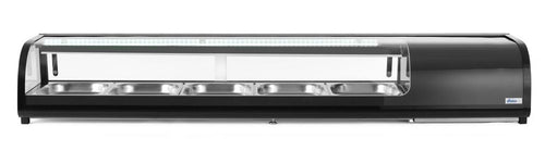 Sushi display, Arktic, Capaciteit: 5x GN 1/2 (H)40 mm (containers inbegrepen)., Zwart, 230V/190W, 420x1800x(H)265mm