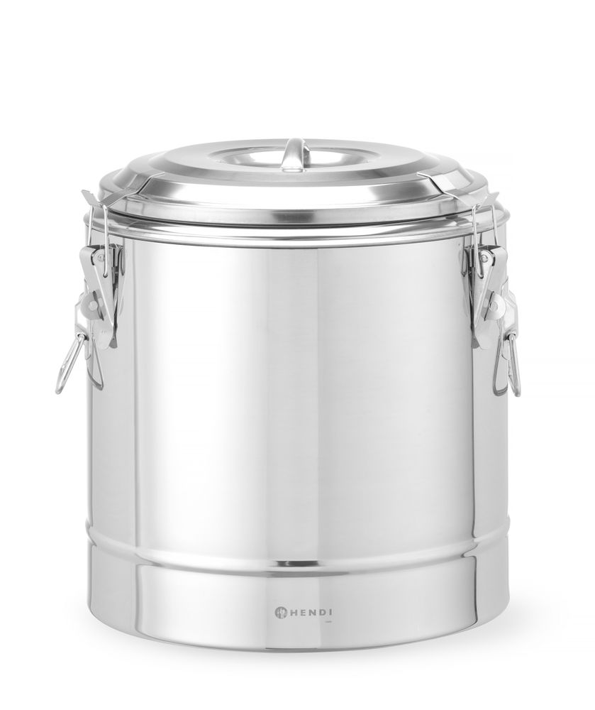 Geïsoleerde draagbare container, HENDI, Kitchen Line, 19L, Zilver, ⌀350x(H)400mm