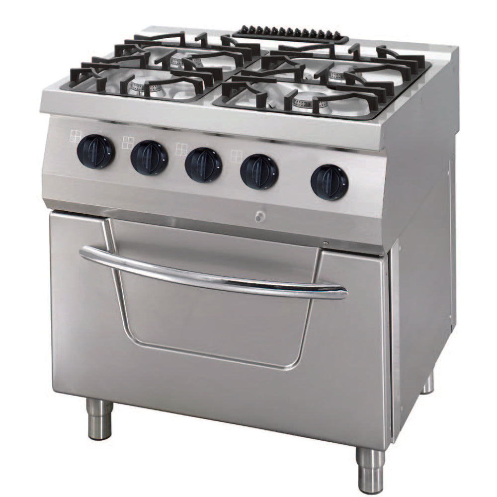 Heavy Duty Fornuis - 4 Pitten - Dubbel - 70 cm Diep - 30 kW - Gas incl. Elektrische Oven