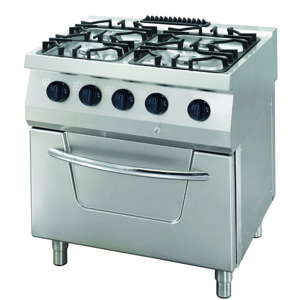 Heavy Duty Fornuis - 4 Pitten - Dubbel - 70 cm Diep - 34 kW - Gas met Oven