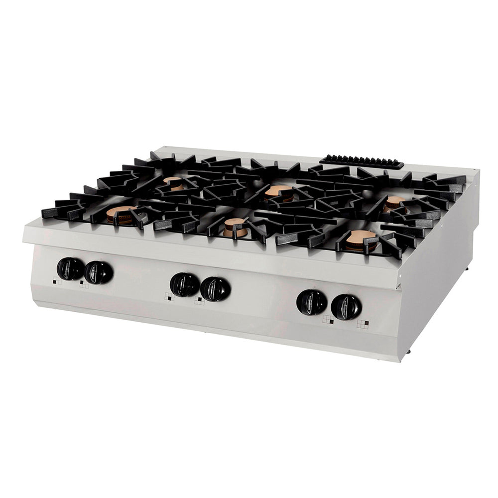 Premium Kookplaat - 6 Pitten - Driedubbel - 90 cm Diep - Gas