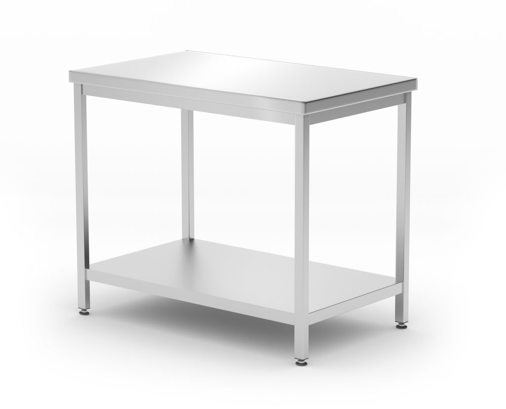 Centrale tafel met plank – geschroefd, diepte 600 mm, HENDI, Profi Line, 1000x600x(H)850mm