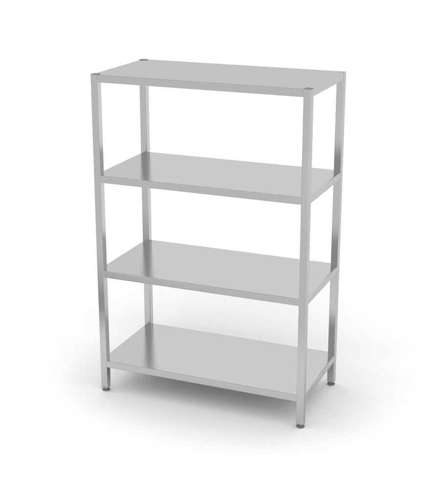 Opbergrek met 4 volledige planken – geschroefd, HENDI, Kitchen Line, 1000x500x(H)1800mm
