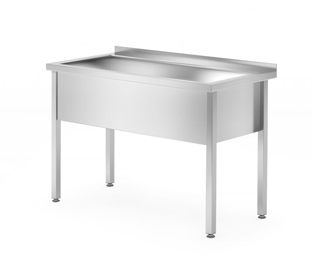 Tafel met enkele wasbak – gelast, diepte 700 mm, kamerhoogte 300 mm, HENDI, Profi Line, 1000x700x(H)850mm