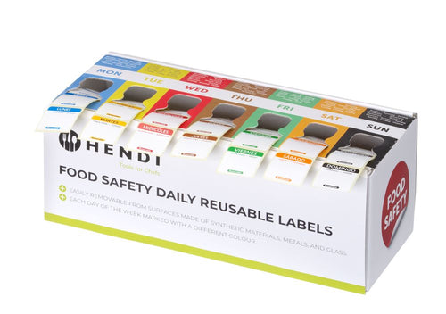 Set voedselveiligheidsstickers, multifunctioneel, eenvoudig verwijderbaar, met een dispenser, HENDI, 240x80x(H)100mm