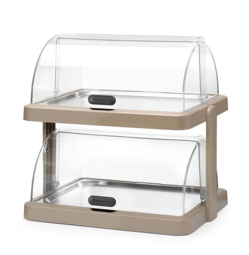 Koeldisplay met rolltop “Duo” UNIQ, HENDI, designed by Robert Bronwasser, Dubbel, Beige, 480x355x(H)480mm, Rechthoekig