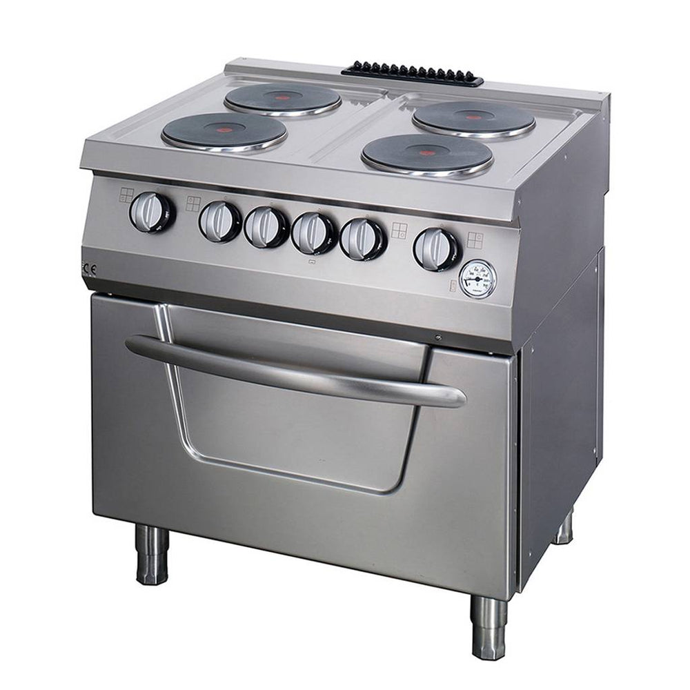 Heavy Duty Fornuis - 4 Pitten - Dubbel - 70 cm Diep - met Oven - Elektrisch
