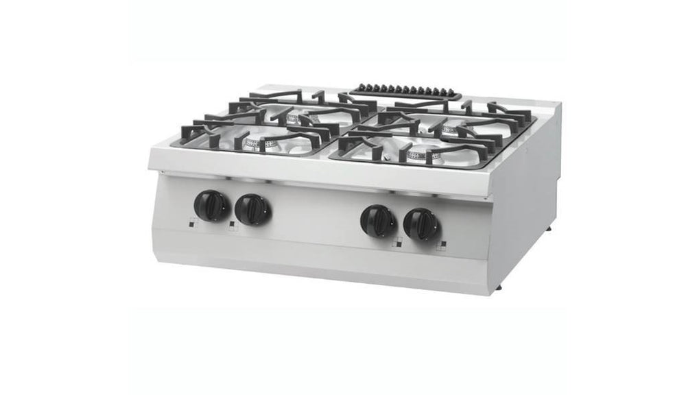 Heavy Duty Kookplaat - 4 Pitten - Dubbel - 70 cm Diep - 30 kW - Gas