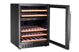 Wijnkoeler, 2 zones, 46 flessen, Arktic, Zwart, 570x595x(H)820mm