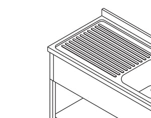 Spoeltafel - 140 x 70 cm - 1 Wasbak - incl. Spatrand en Onderschap