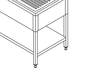 Spoeltafel - 140 x 70 cm - 1 Wasbak - incl. Spatrand en Onderschap