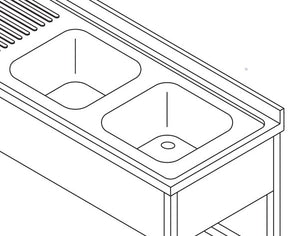 Spoeltafel - 120 x 60 cm - 1 Wasbak - incl. Spatrand en Onderschap