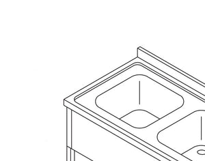 Spoeltafel - 200 x 70 cm - Aanvoer Vaatwasser Links - incl. 2 Wasbakken