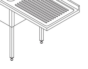Spoeltafel - 200 x 70 cm - Aanvoer Vaatwasser Links - incl. 2 Wasbakken