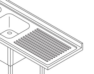Spoeltafel - 200 x 70 cm - Aanvoer Vaatwasser Links - incl. 2 Wasbakken