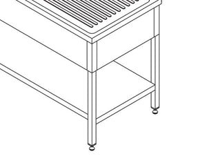 Spoeltafel - 190 x 70 cm - 2 Wasbakken - incl. Spatrand en Onderschap