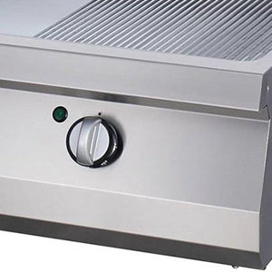Heavy Duty Grillplaat - Half Gegroefd Chroom - Dubbel - 70 cm Diep - Elektrisch