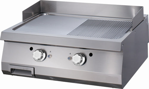 Heavy Duty Grillplaat - Half Gegroefd - Dubbel - 70 cm Diep - Gas
