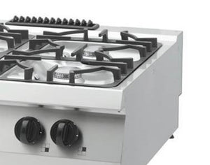 Heavy Duty Kookplaat - 4 Pitten - Dubbel - 70 cm Diep - 30 kW - Gas