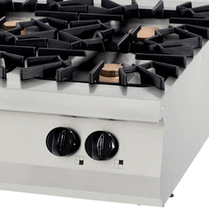Premium Kookplaat - 4 Pitten - Dubbel - 90 cm Diep - 40 kW - Gas