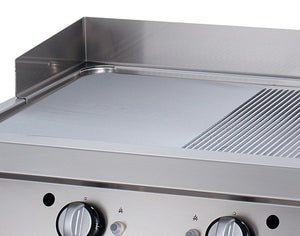 Premium Grillplaat - Half Gegroefd Chroom - Dubbel - 90 cm Diep - Elektrisch