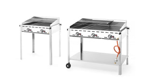 Green Fire met 3 branders, HENDI, Profi Line, Uitgerust met een onderplateau en wielen., 17,4kW, 1078x612x(H)825mm
