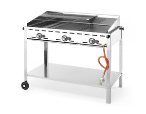 Green Fire met 3 branders, HENDI, Profi Line, Uitgerust met een onderplateau en wielen., 17,4kW, 1078x612x(H)825mm