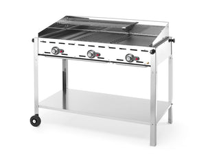 Green Fire met 3 branders, HENDI, Profi Line, Uitgerust met een onderplateau en wielen., 17,4kW, 1078x612x(H)825mm