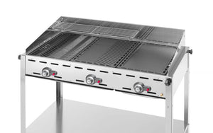 Green Fire met 3 branders, HENDI, Profi Line, Uitgerust met een onderplateau en wielen., 17,4kW, 1078x612x(H)825mm