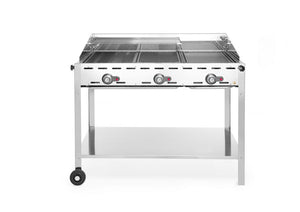 Green Fire met 3 branders, HENDI, Profi Line, Uitgerust met een onderplateau en wielen., 17,4kW, 1078x612x(H)825mm