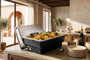 Chafing dish elektrisch Tellano, HENDI, Kitchen Line, GN 1/1, 9L, 230V/900W, 575x349x(H)278mm