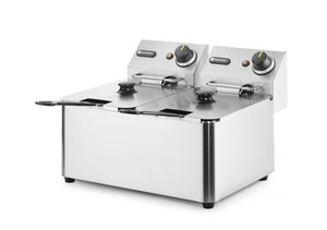 Friteuse 2x4 L, HENDI, Kitchen Line, 8L, 230V/6000W, 470x380x(H)315mm