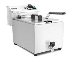Friteuse XL met aftapkraan, HENDI, Profi Line, 10L, 400V/6600W, 300x585x(H)377mm