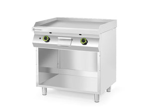Gladde gasgrillplaat gemonteerd op een onderkast, gesloten aan drie zijden, HENDI, Kitchen Line, 10kW, 800x700x(H)900mm