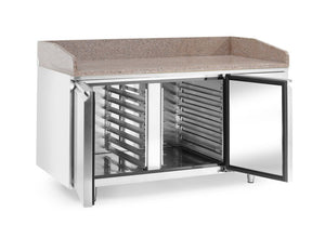 Pizzawerkbank met granieten werkblad, 2 deuren, Arktic, 250L, graniet, 230V/250W, 800x1510x(H)1050mm