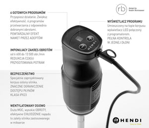 Staafmixer HENDI BLEND, HENDI, designed by Robert Bronwasser, 230V/250W, ⌀71x(H)450mm