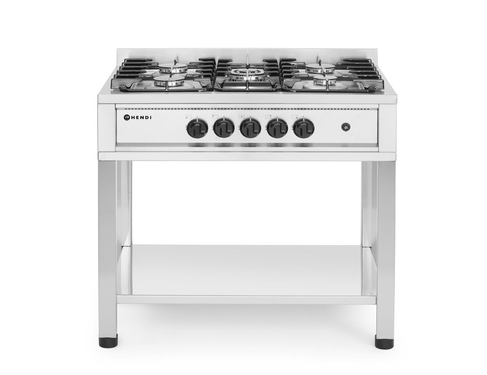 Gasfornuis - 5 pits, met open frame, HENDI, Kitchen Line, 14,3kW, 900x640x(H)910mm