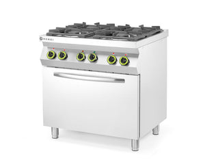 Gasfornuis 4-pits met convectieoven GN 1/1, HENDI, Kitchen Line, 230V/3000W, 19kW, 800x722x(H)900mm