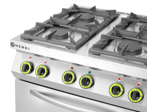 Gasfornuis 4-pits met convectieoven GN 1/1, HENDI, Kitchen Line, 230V/3000W, 19kW, 800x722x(H)900mm
