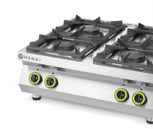 Gasfornuis 4-pits Kitchen Line - tafel model, HENDI, Kitchen Line, 19kW, 800x700x(H)310mm