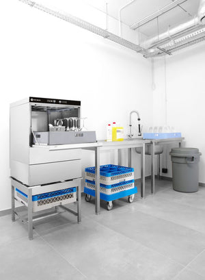 Vaatwasser 50x50 - elektronische bediening, HENDI, Kitchen Line, 400V/6600W, 570x600x(H)830mm