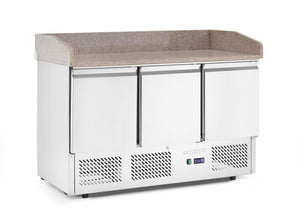 Pizzawerkbank met 3 deuren en koelvitrine 380+40L, Arktic, 254L, 230V/400W, 700x1400x(H)943mm