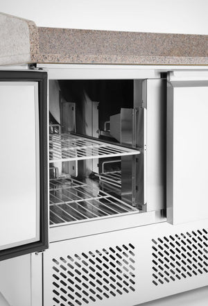 Pizzawerkbank met 3 deuren en koelvitrine 380+40L, Arktic, 254L, 230V/400W, 700x1400x(H)943mm