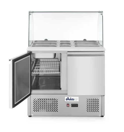 Saladette met 2 deuren en glazen vitrine 300L, Arktic, 169L, 230V/310W, 700x900x(H)1300mm