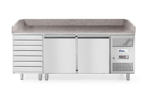 Pizzawerkbank met 2 deuren en 7 lades 280L, Arktic, 250L, 230V/250W, 800x2010x(H)840mm