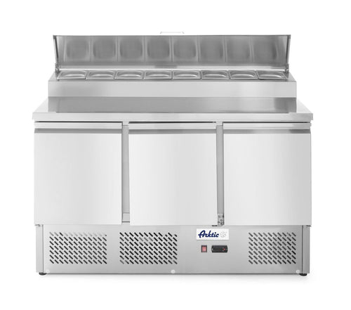 Saladette met 3 deuren en verhoogde GN vitrine 380L, Arktic, 253L, 230V/310W, 700x1380x(H)1105mm